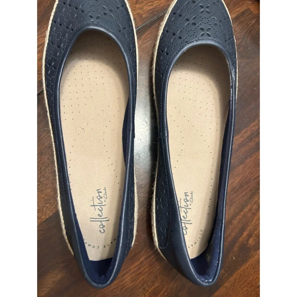 Clarks Navy Blue Espadrille Flats